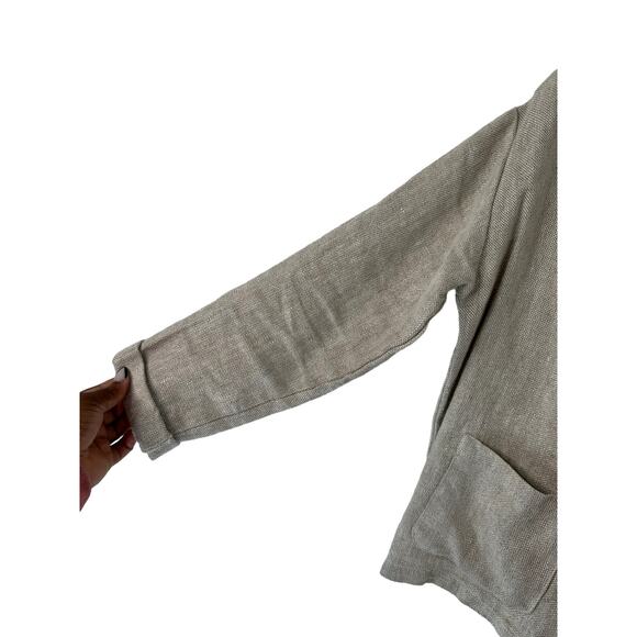Filosofia Natural Khaki Alexis Woven Lagenlook Heavy Chore Linen Jacket Size XS - Picture 7 of 11